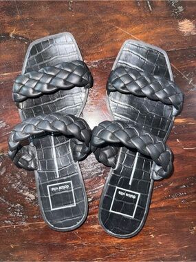 Dolce Vita Black Braided Double-Strap Slides